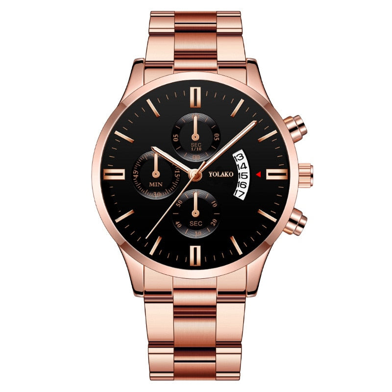 Luxury Calendar Quartz Stainless Steel Watch