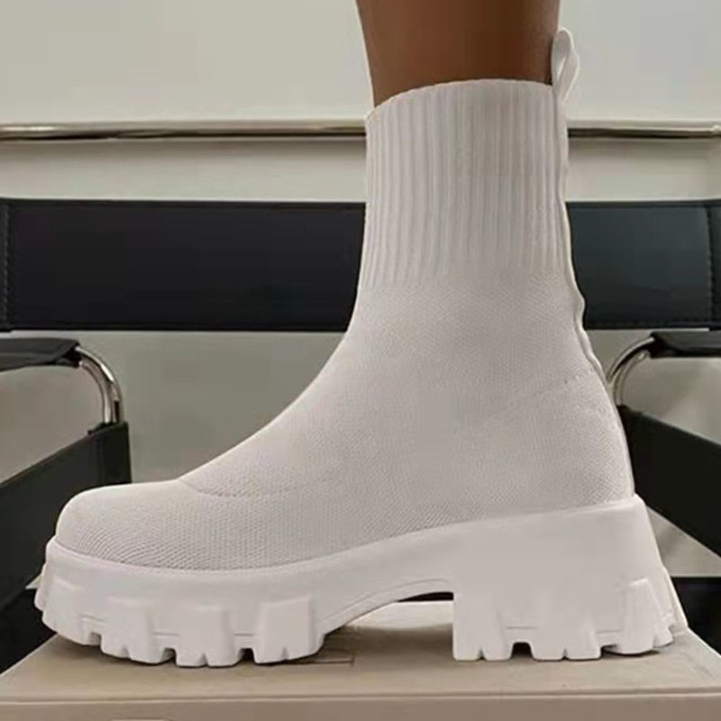 Platform Boots For Autumn Winter Shoes Slip On Platform Shoes