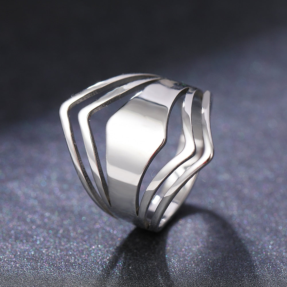 Stainless Steel Ring Geometric Rhombus Antique Ring