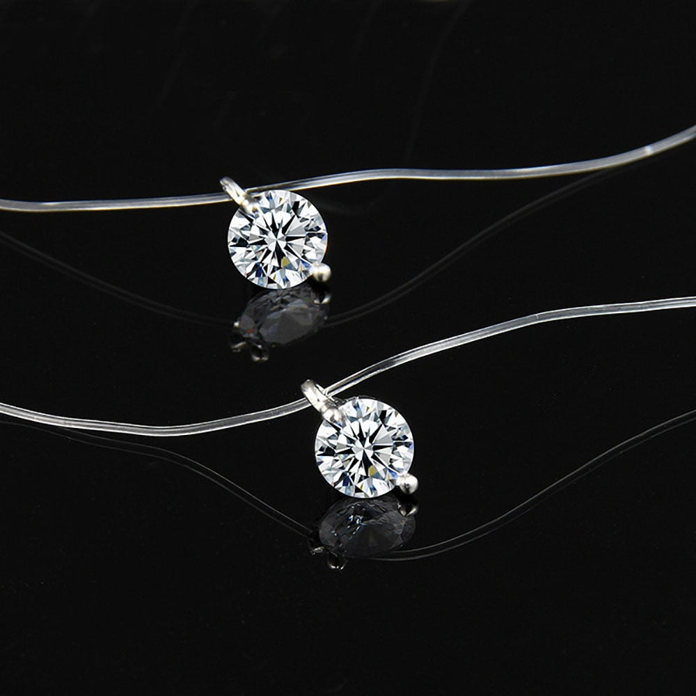 Transparent Fishing Line Silver Plated Necklace