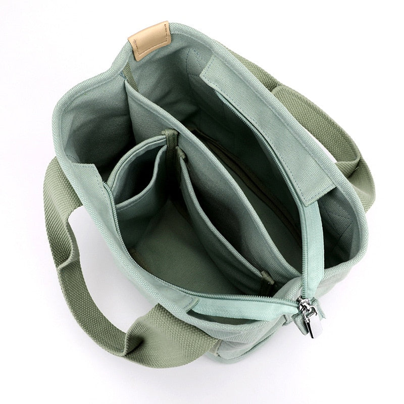 Small Bag With Zipper Shoulder Portable Thickened Canvas Bag