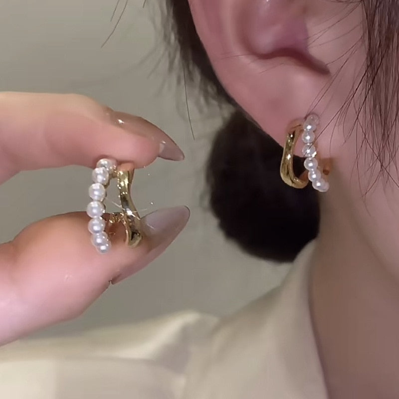 LATS Irregular U-shaped Gold Color Earrings