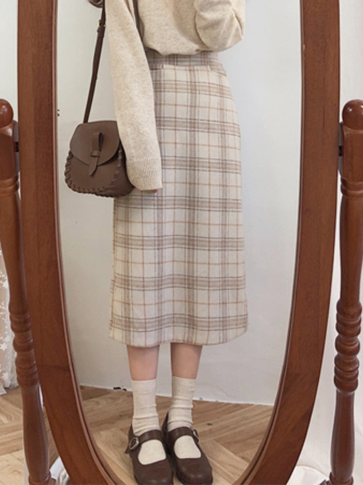 Woolen Women Skirts Maxi Pencil Skirt