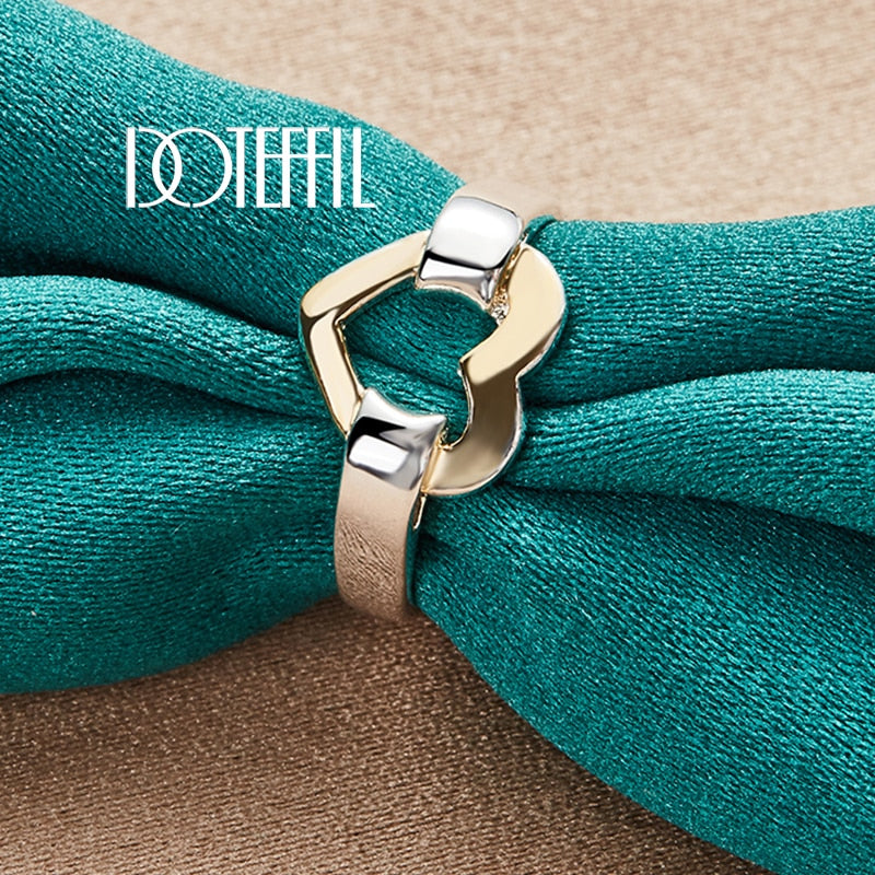 DOTEFFIL 925 Sterling Silver Gold Heart Ring