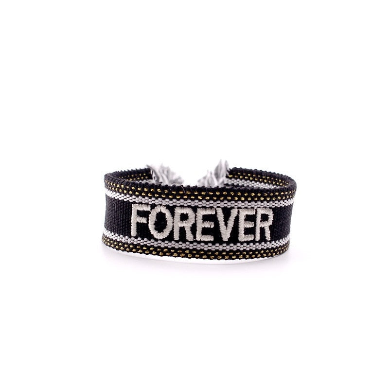 Bohemia Embroidery Letters Woven Tassel Bracele