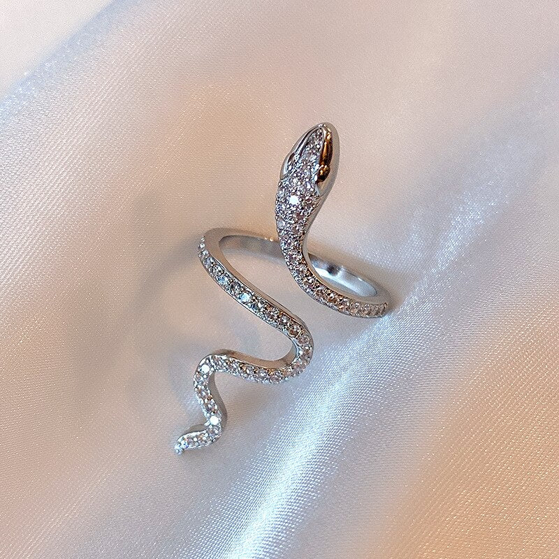 Zircon Moon Star Stainless Steel Adjustable Finger Ring