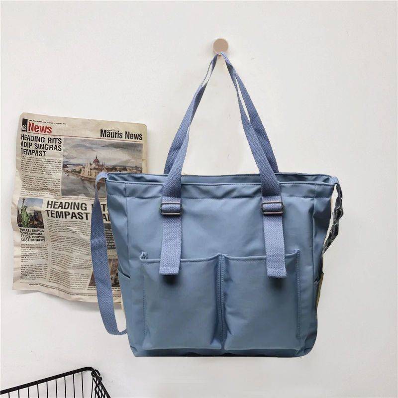 Simple Zipper Nylon Waterproof Large Capacity Tote Bag