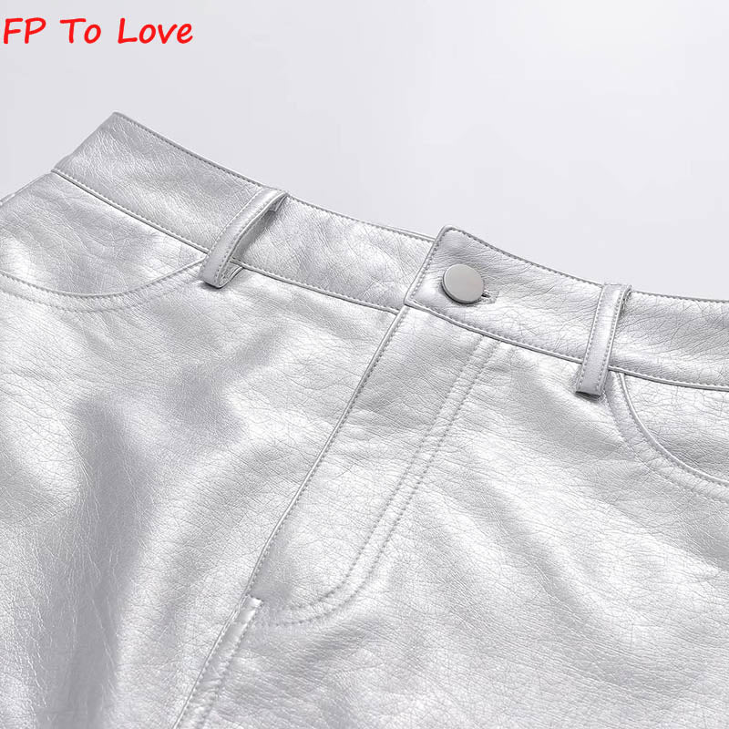 Metallic Sexy High Waist Hip Skirt Chic Retro Short A-Line Metal