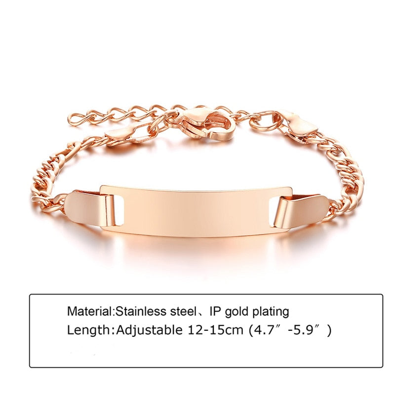 Custom Personalized Name Baby ID Stainless Steel Bracelet