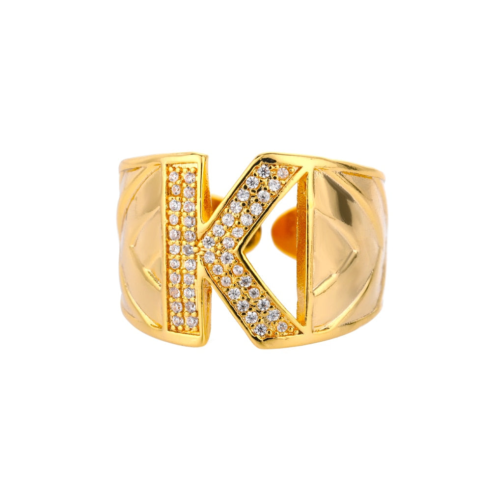 Adjustable Stainless Steel Alphabet Name Initials Ring