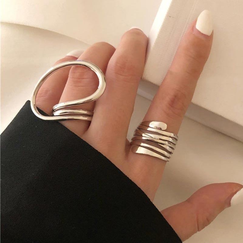 2pcs Korean Style Geometric Adjustable Ring - Jeglowstore
