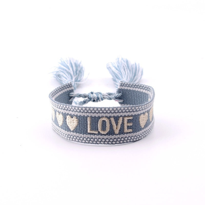 Bohemia Embroidery Letters Woven Tassel Bracele