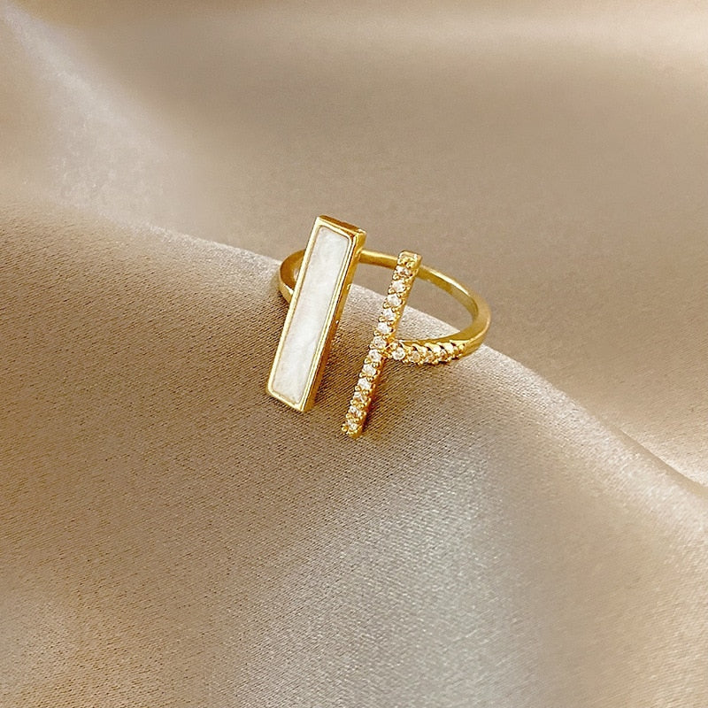 LATS Trendy Square One-word Zircon High-end Open Index Finger Ring