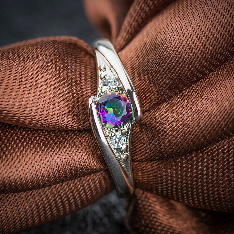 YANHUI 100% Original Tibetan Silver 0.5ct Colorful Cubic Zirconia Ring - Jeglowstore