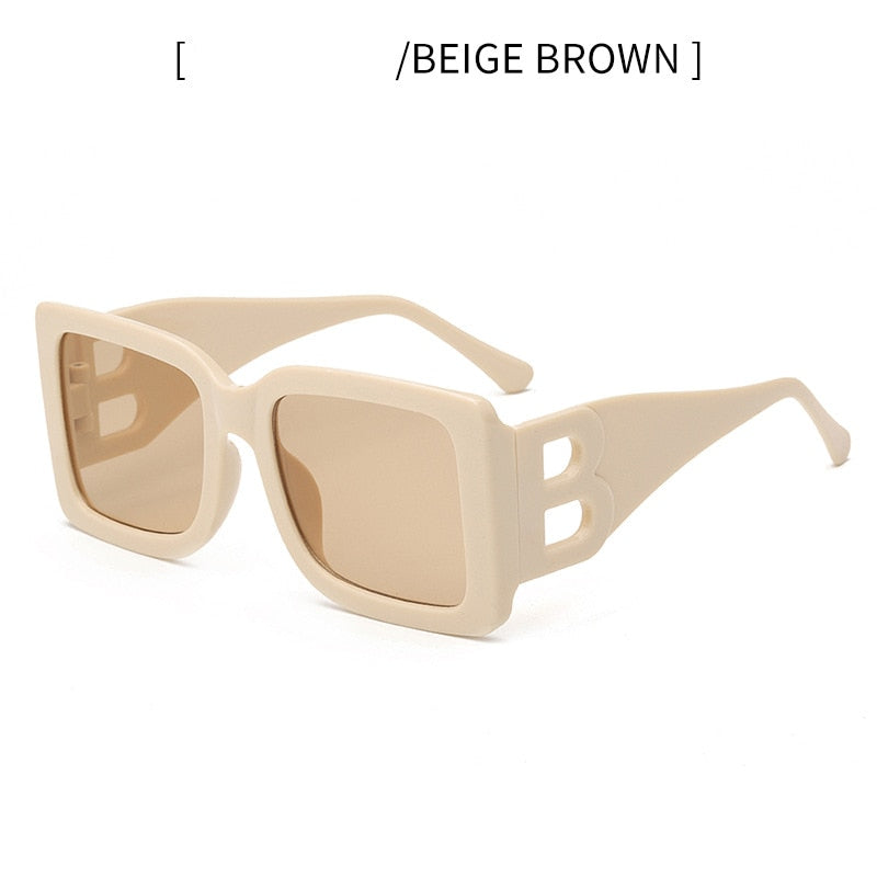Retro Black Gradient Imwete Oversized Square Sunglasses