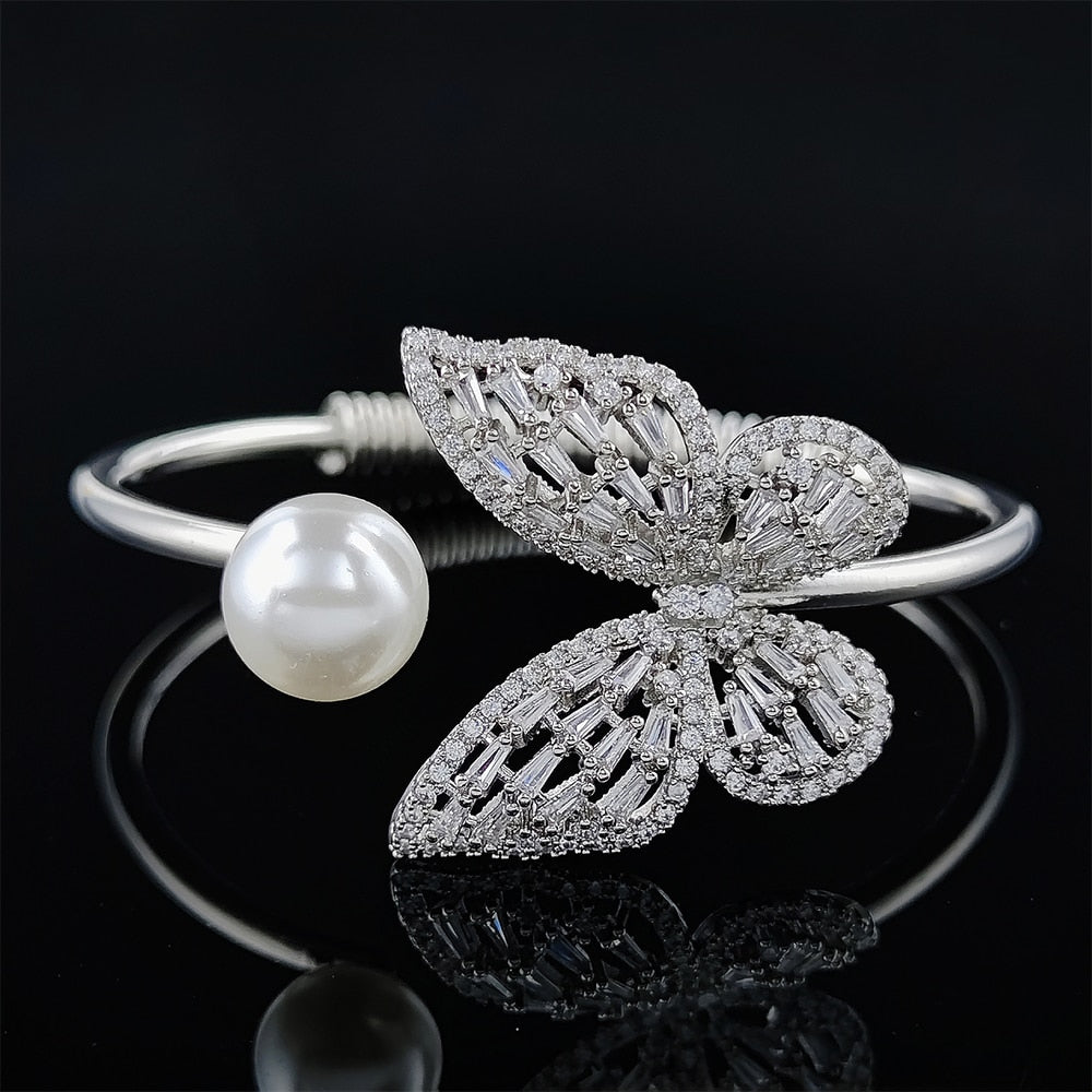 Luxury Punk Snake Butterfly Gold Silver Color Adjustable Open Bracelet - Jeglowstore
