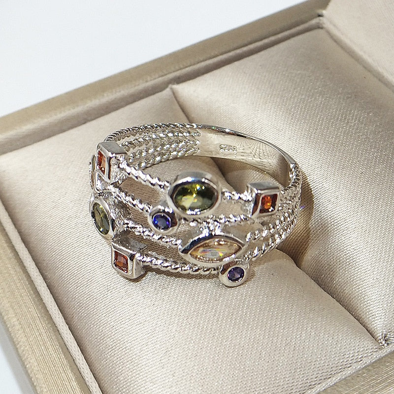 Hollow Silver Color Ring