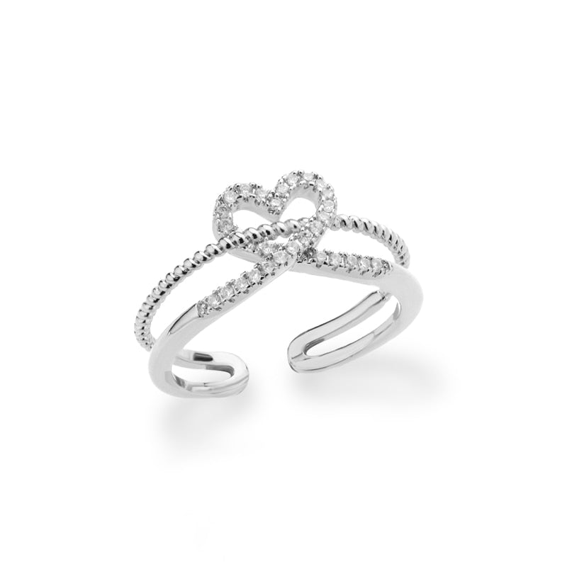 Fashion Star Stainless Steel Zircon Round Irregular Adjustable Ring