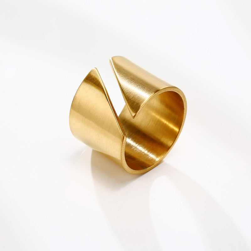 Stainless Steel Modern Wrap Wide Ring for Women