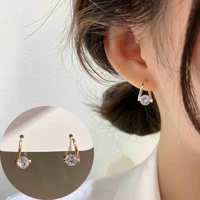 Korean Four-Prong Setting CZ Earing Claw Ear Hook Clip