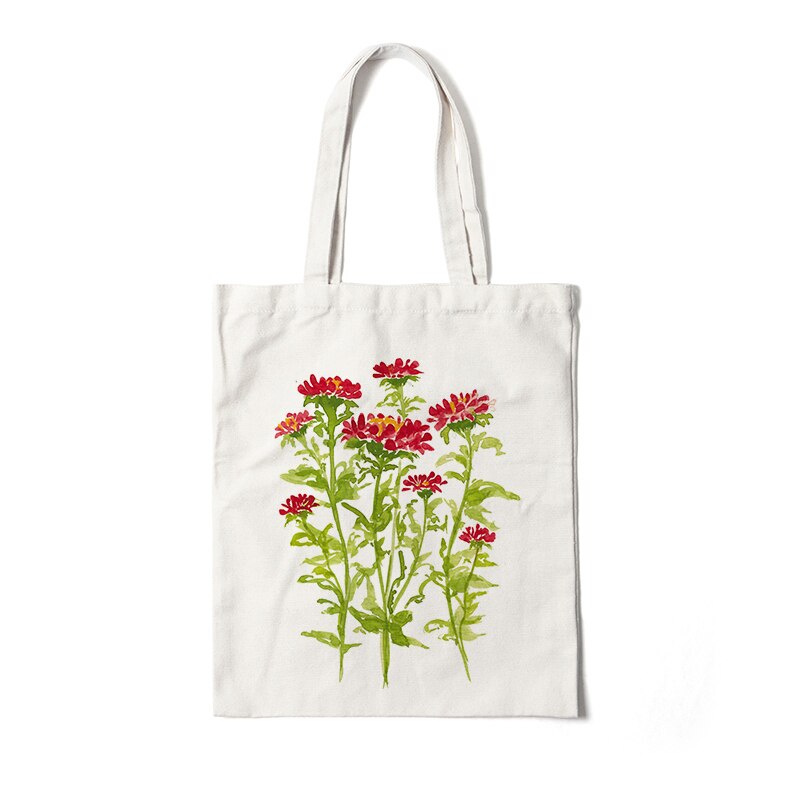 Floral Canvas Reusable Tote Bag