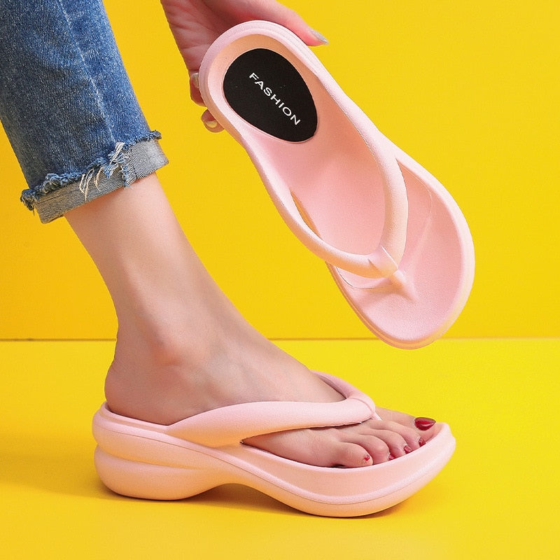 JMPRS Thick Sole Wedges Flip Flops - Jeglowstore