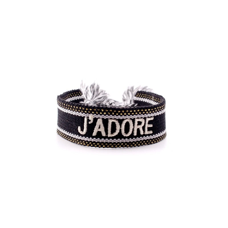 Bohemia Embroidery Letters Woven Tassel Bracele