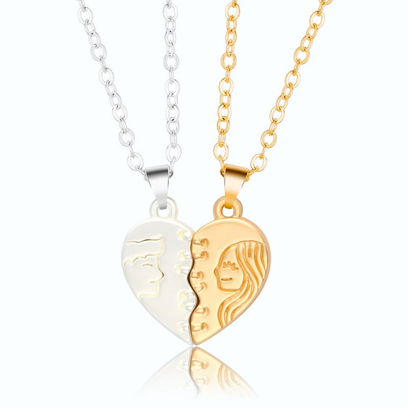 2Pcs Magnetic Heart Couple Necklace
