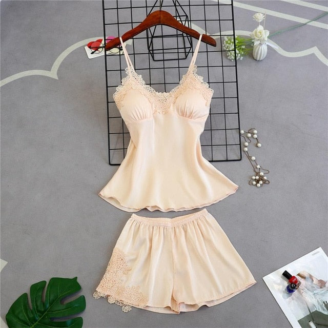5 Pieces Silk Home Women Pajamas