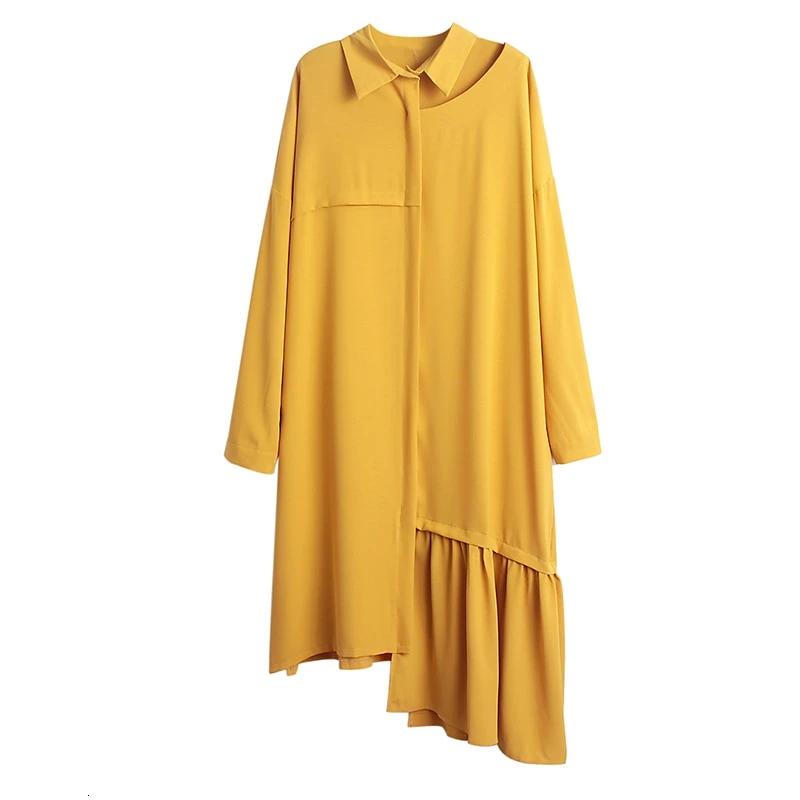 Women Spliced Pleated Irregular Oversize Dress - Shopeasywear