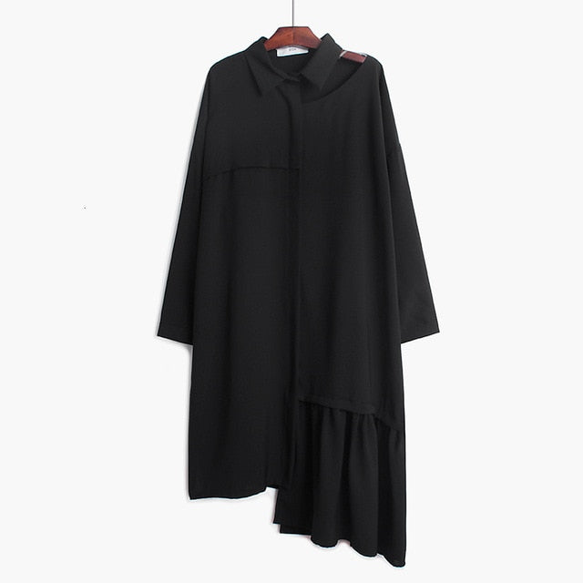 Women Spliced Pleated Irregular Oversize Dress - Shopeasywear