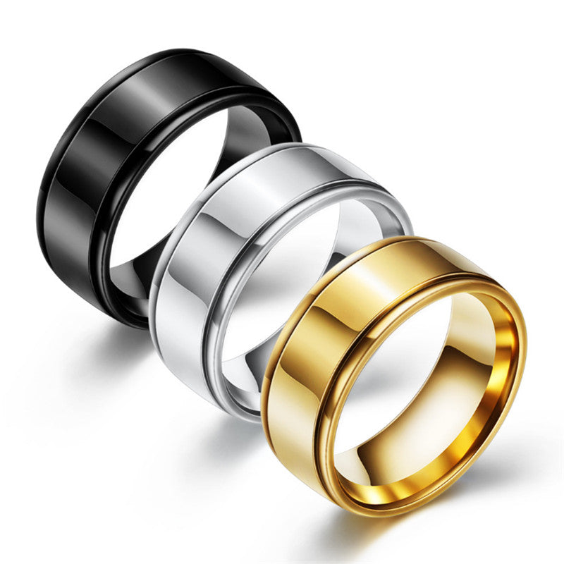 Simple Black/Silver/Gold Color Stainless Steel Rings