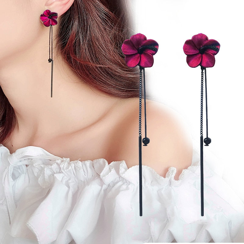 Retro Green Flowers Tassel Earrings - Shopeasywear