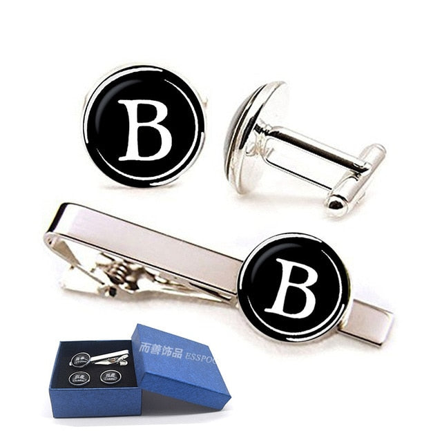 26 Alphabet Letters Print Personality Men Tie Clip Set - Shopeasywear
