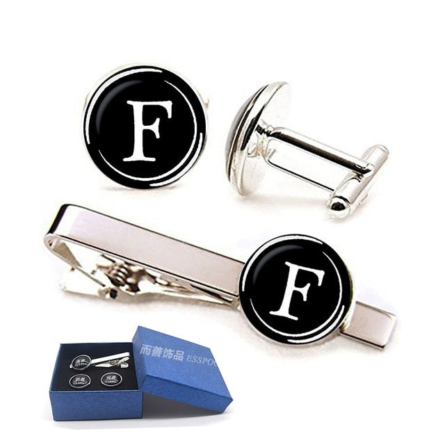 26 Alphabet Letters Print Personality Men Tie Clip Set - Shopeasywear