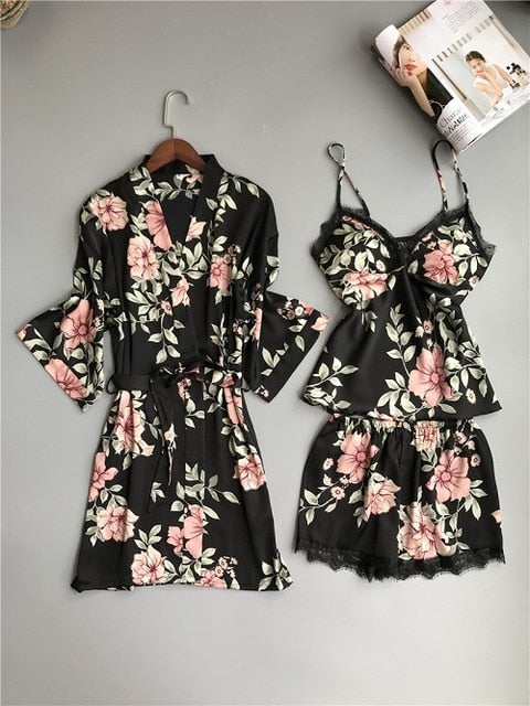 Spaghetti Strap Printing Lace Sexy Women Pajamas