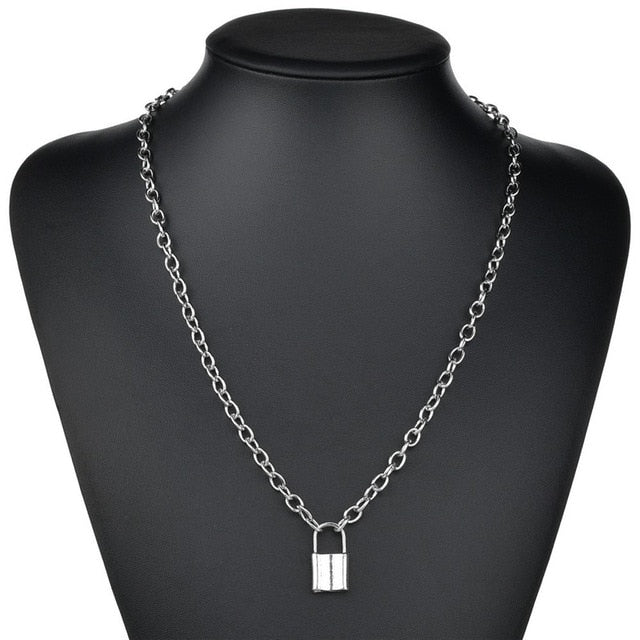 LETAPI Punk Metal Heart Choker Necklace For Women Big Thick Chain Round Hollow Multilayer Pendant Long Necklaces Jewelry - Shopeasywear