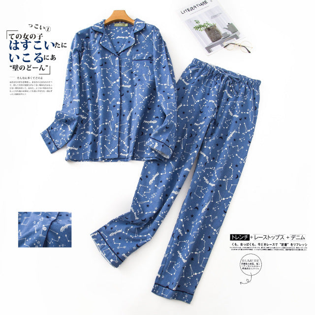 Korea Cute Cartoon 100% Cotton Pajamas For Women