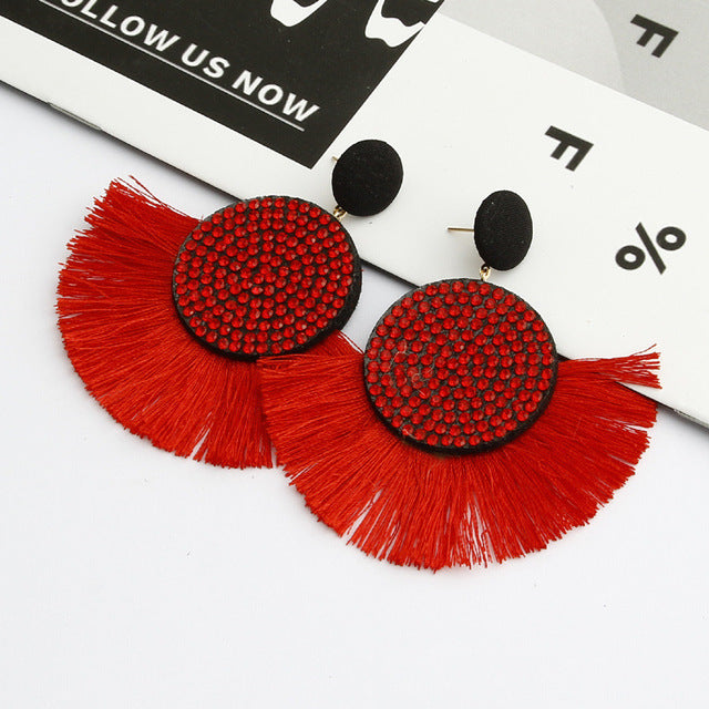 Shiny Crystal Tassel Earrings Handmade Rhinestone Pendant Statement Long Fringe Earrings for Women Fashion Jewelry 2019 - Shopeasywear