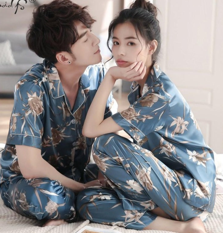 Silk Satin Couple Pajamas Set