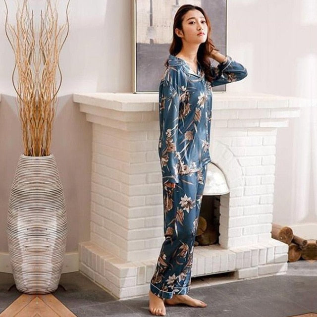 Silk Satin Couple Pajamas Set