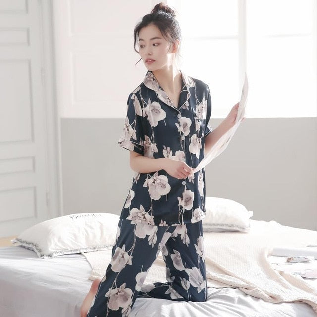 Silk Satin Couple Pajamas Set