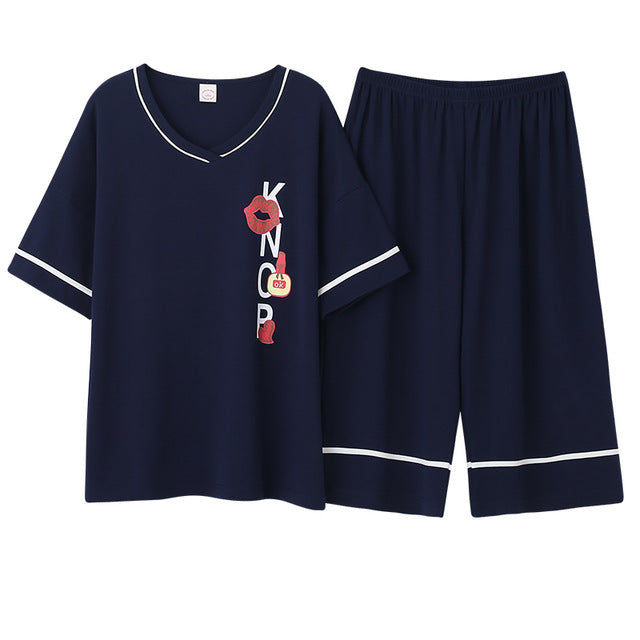 Newest Summer 100% Cotton Cartoon Women Pajamas