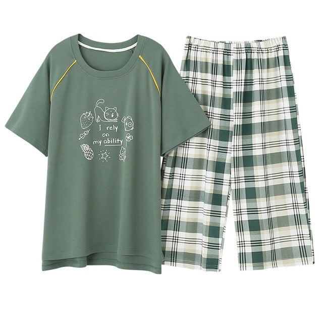Newest Summer 100% Cotton Cartoon Women Pajamas