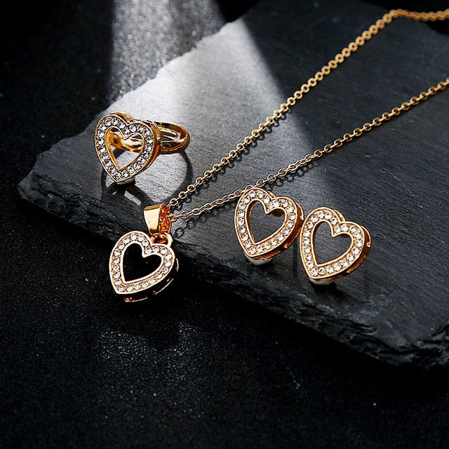 Heart Gold Color Crystal - Shopeasywear