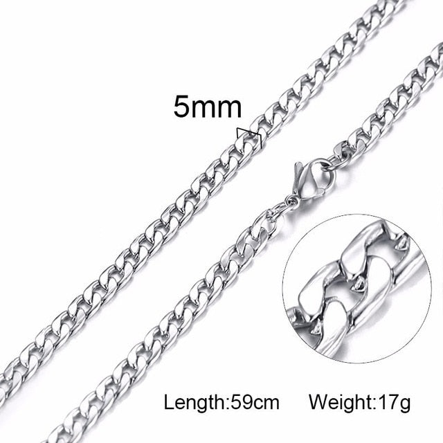 Men's Necklace Round Miami Cuban Link Chain Gold and Tone Stainless Steel Punk Boy Male Colar Gifts 24" - Shopeasywear