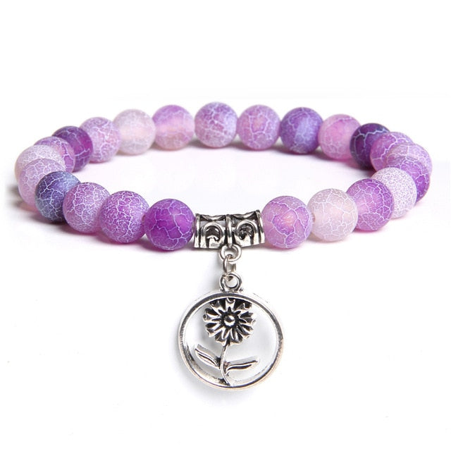 Handmade Natural Stone Lotus Ohm Buddha Beads Bracelet Pink Zebra Stone Lotus Charm Bracelet for Women Men Yoga Jewelry Gifts - Shopeasywear