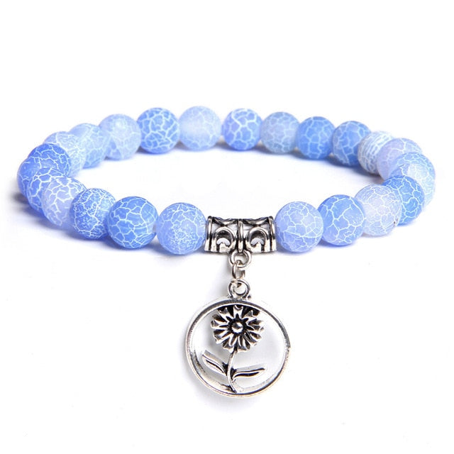 Handmade Natural Stone Lotus Ohm Buddha Beads Bracelet Pink Zebra Stone Lotus Charm Bracelet for Women Men Yoga Jewelry Gifts - Shopeasywear