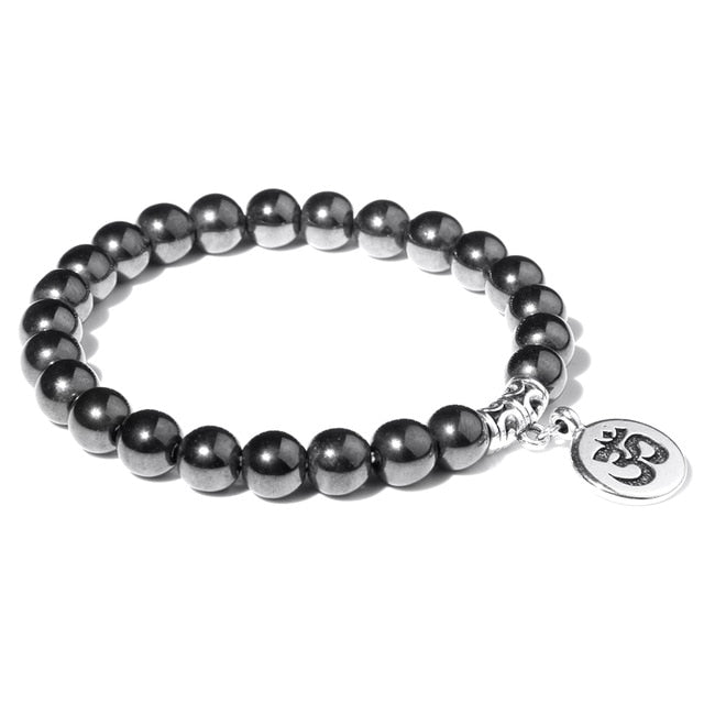 Handmade Natural Stone Lotus Ohm Buddha Beads Bracelet Pink Zebra Stone Lotus Charm Bracelet for Women Men Yoga Jewelry Gifts - Shopeasywear