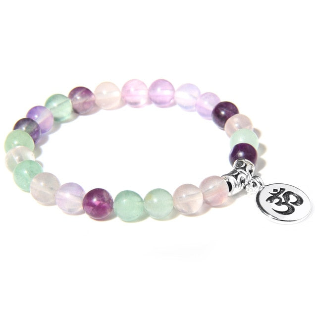 Handmade Natural Stone Lotus Ohm Buddha Beads Bracelet Pink Zebra Stone Lotus Charm Bracelet for Women Men Yoga Jewelry Gifts - Shopeasywear